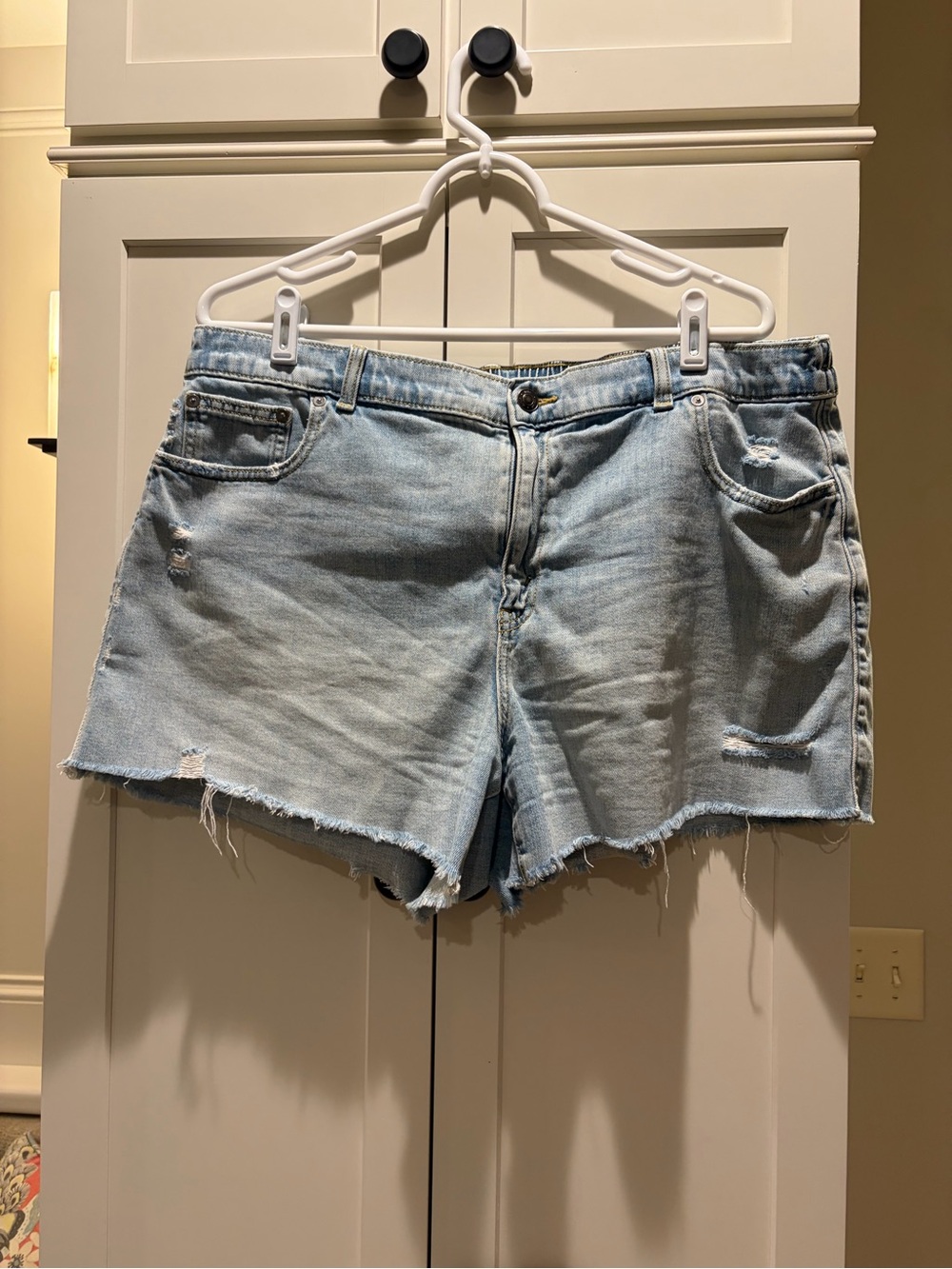 aerie Light Blue Distressed Denim Cutoff Shorts